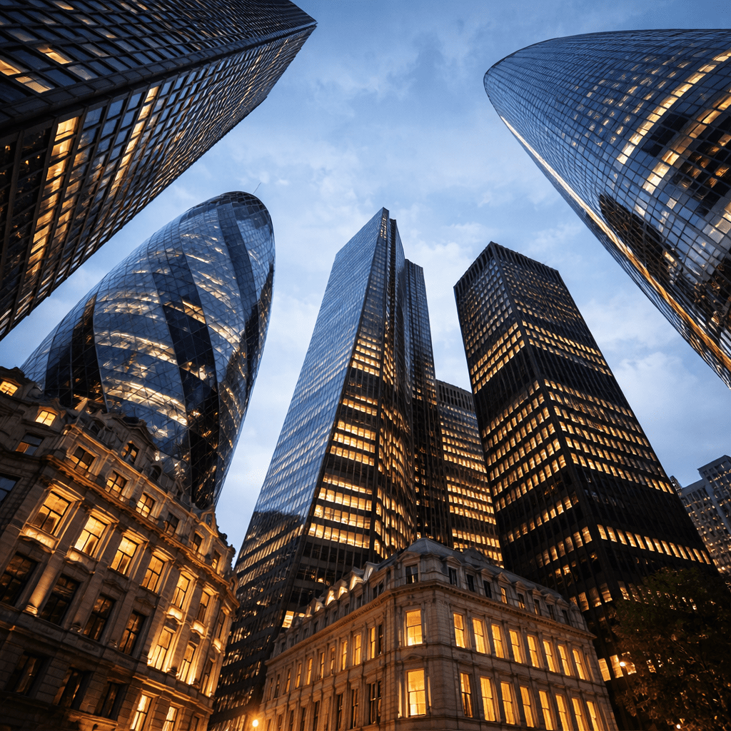 Commercial buildings in London representing enterprise-scale operational excellence, strategic advisory and performance improvement